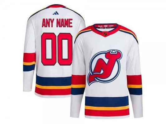 Custom New Jersey Devils White Reverse Retro 2.0 Jersey by Hockey David