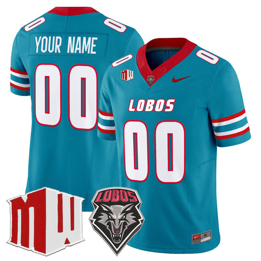 Custom New Mexico Lobos Jersey Name, Number 2025 Vapor Limited Turquoise by My Store NCAA Football Jerseys