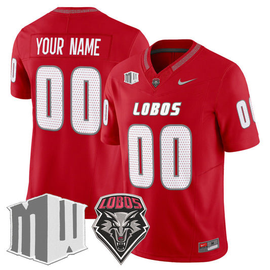Custom New Mexico Lobos Jersey Name, Number 2025 Vapor Limited Stitched Red by My Store NCAA Football Jerseys