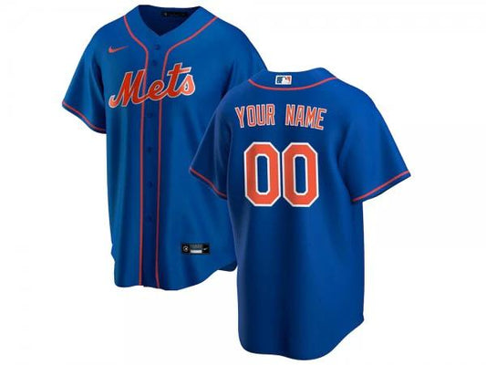 Custom New York Mets Cool Base Jersey Royal by My Store