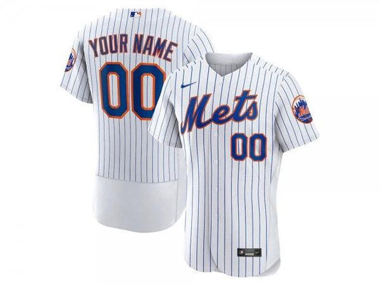 Custom New York Mets Flex Base Jersey White by My Store