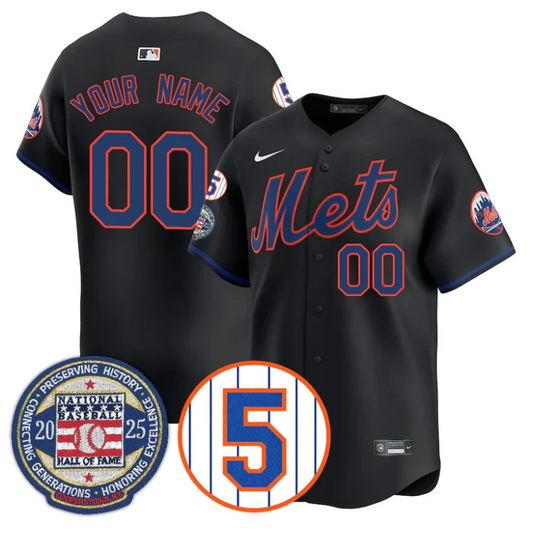 Custom New York Mets Jersey Name, Number Hall of Fame Gold Stitched Black by My Store