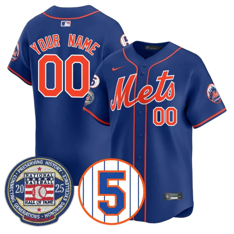 Custom New York Mets Jersey Name, Number Hall of Fame Gold Stitched Royal by My Store