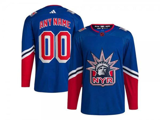 Custom New York Rangers Blue Reverse Retro 2.0 Jersey by Hockey David