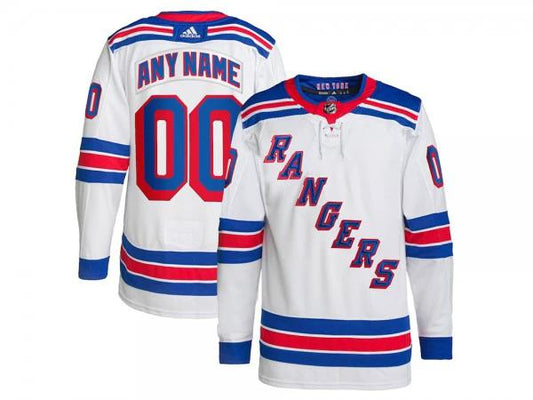 Custom New York Rangers White Away Jersey by Hockey David