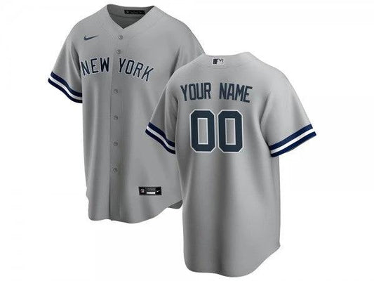 Custom New York Yankees Cool Base Jersey Gray by My Store