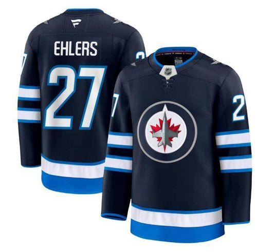 Custom Nikolaj Ehlers Jets Jersey - Navy All Stitched by Hockey David