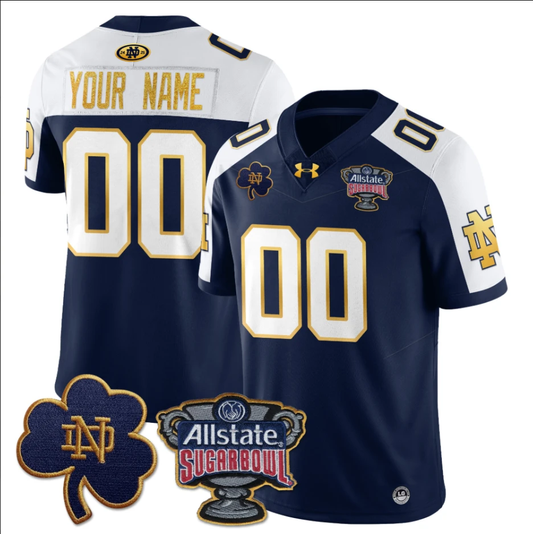 Custom Notre Dame Fighting Irish Jersey Allstate Sugar Bowl Navy White Stitched by My Store