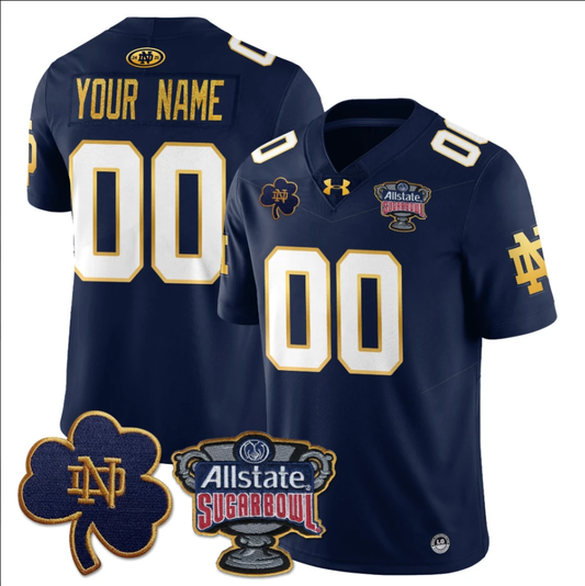 Custom Notre Dame Fighting Irish Jersey Name, Number Allstate Sugar Bowl Navy by My Store