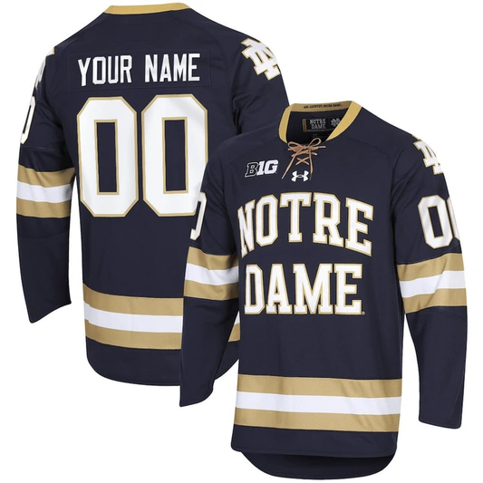 Custom Notre Dame Fighting Irish Jersey Name and Number All Stitched Navy by Hockey David