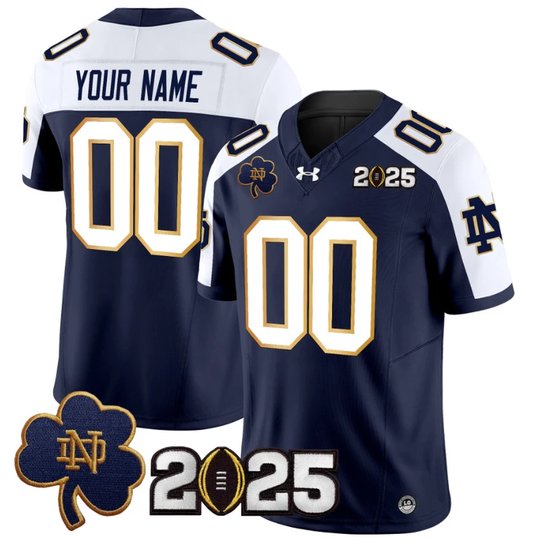 Custom Notre Dame Jersey 2025 CFP Final Patch Stitched Navy Alternate by NCAA Football Jersey