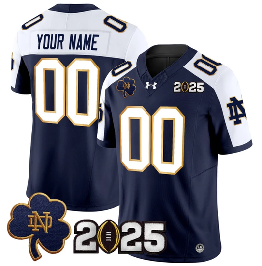 Custom Notre Dame Jersey 2025 CFP Final Patch Stitched Navy Alternate by NCAA Football Jersey