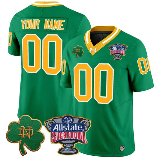Custom Notre Dame Jersey Name, Number 2024 Sugar Bowl Patch V2 Throwback by NCAA Football Jersey