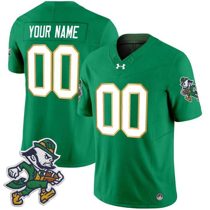 Custom Notre Dame Jersey Name, Number 2025 Gridiron Leprechaun Edition Green by NCAA Football Jersey