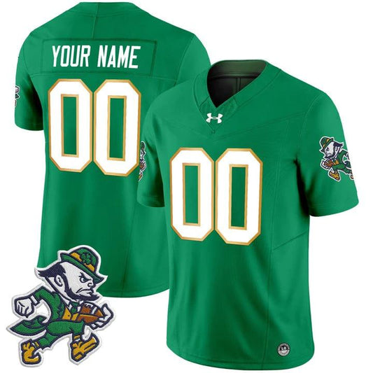 Custom Notre Dame Jersey Name, Number 2025 Gridiron Leprechaun Edition Green by NCAA Football Jersey
