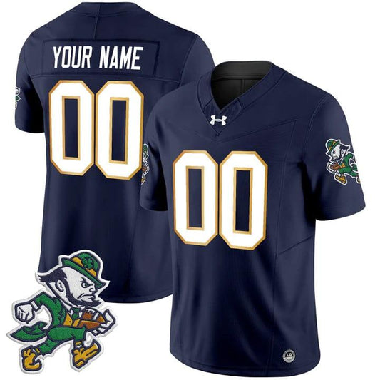 Custom Notre Dame Jersey Name, Number 2025 Gridiron Leprechaun Edition Navy by NCAA Football Jersey
