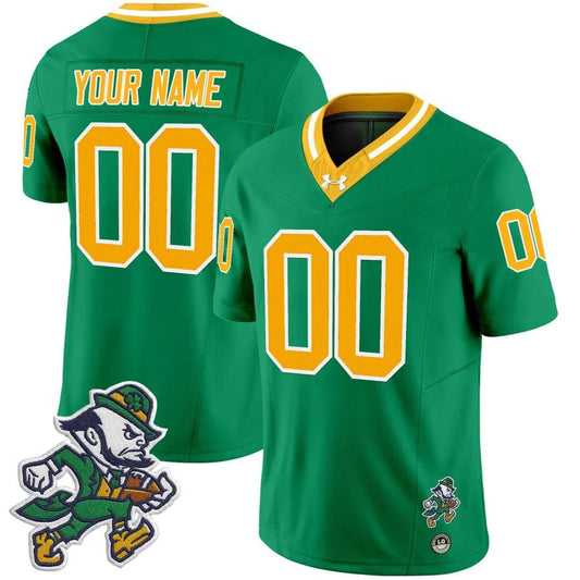 Custom Notre Dame Jersey Name, Number 2025 Gridiron Leprechaun Throwback by NCAA Football Jersey