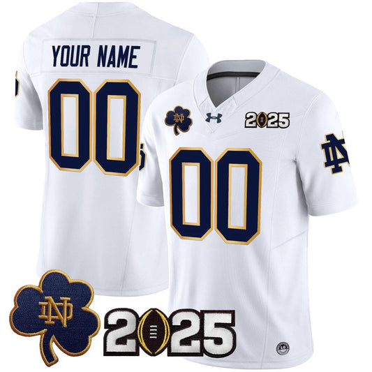 Custom Notre Dame Jersey Name, Number 2025 CFP Final Patch V3 Stitched White by My Store NCAA Football Jerseys