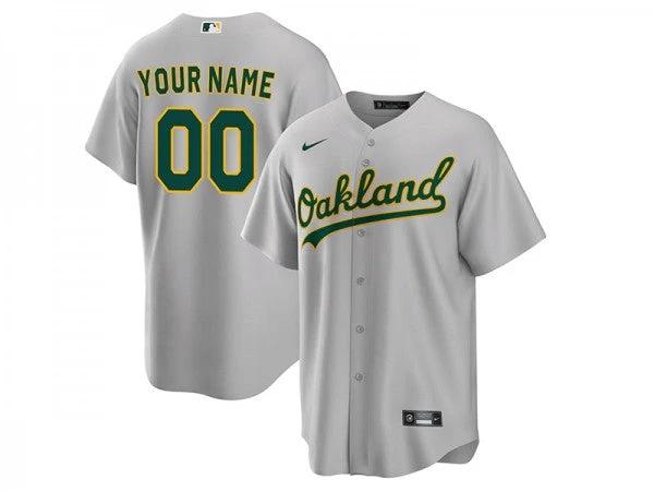 Custom Oakland Athletics Cool Base Jersey Gray by My Store