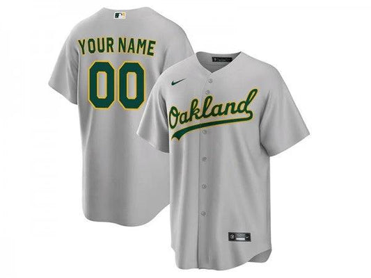 Custom Oakland Athletics Cool Base Jersey Gray by My Store