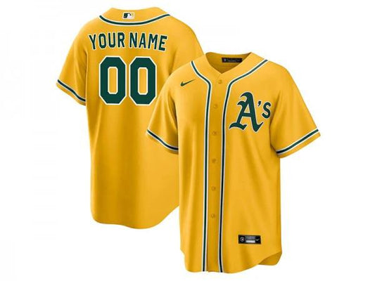 Custom Oakland Athletics Cool Base Jersey Yellow by My Store