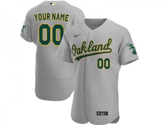 Custom Oakland Athletics Flex Base Jersey Gray by My Store