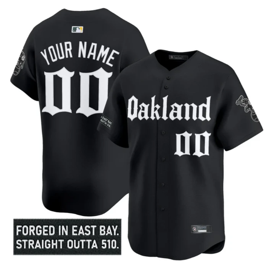 Custom Oakland Athletics Jersey Gothic East Bay Edition Stitched Black by My Store