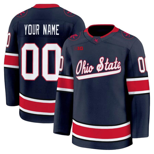 Custom Ohio State Hockey Jersey Name and Number All Stitched Navy by Hockey David