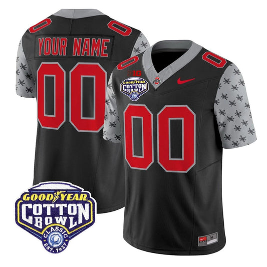 Custom Ohio State Jersey Name, Number 2025 Cotton Bowl Patch Stitched Black by NCAA Football Jersey