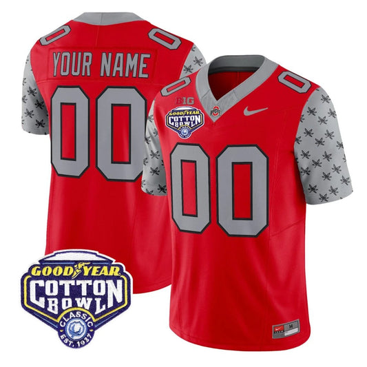 Custom Ohio State Jersey Name, Number 2025 Cotton Bowl Patch Stitched Red by NCAA Football Jersey