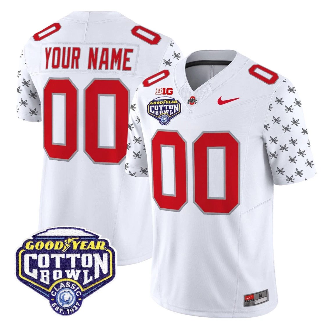 Custom Ohio State Jersey Name, Number 2025 Cotton Bowl Patch Stitched White Limited by NCAA Football Jersey