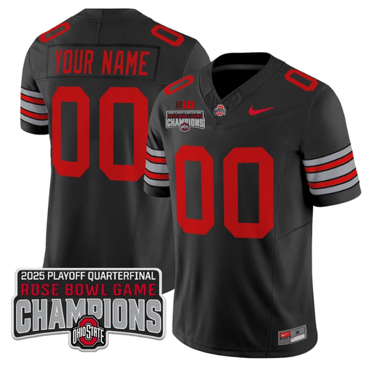Custom Ohio State Jersey 'Heritage Stripe' 2025 Rose Bowl Champions Black by NCAA Football Jersey