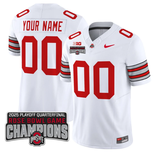 Custom Ohio State Jersey 'Heritage Stripe' 2025 Rose Bowl Champions White by NCAA Football Jersey