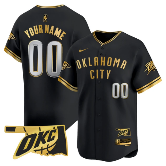 Custom Oklahoma City Thunder Jersey Vapor Baseball Stitched Black Gold by My Store