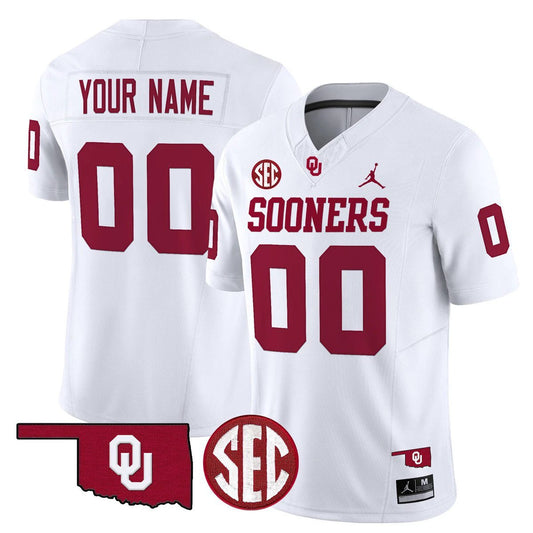Custom Oklahoma Sooners Jersey Name, Number 2025 Limited Stitched White by My Store NCAA Football Jerseys