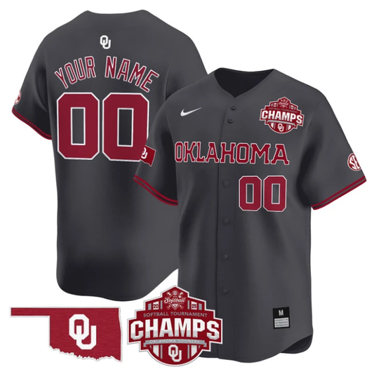 Custom Oklahoma Sooners Jersey 2025 SEC Softball Tournament Champions Patch Stitched Anthracite by My Store