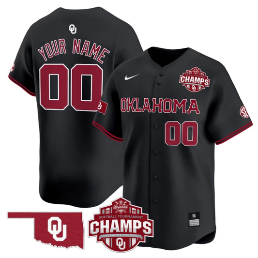 Custom Oklahoma Sooners Jersey 2025 SEC Softball Tournament Champions Patch Stitched Black by My Store