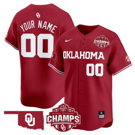 Custom Oklahoma Sooners Jersey 2025 SEC Softball Tournament Champions Patch Stitched Crimson by My Store