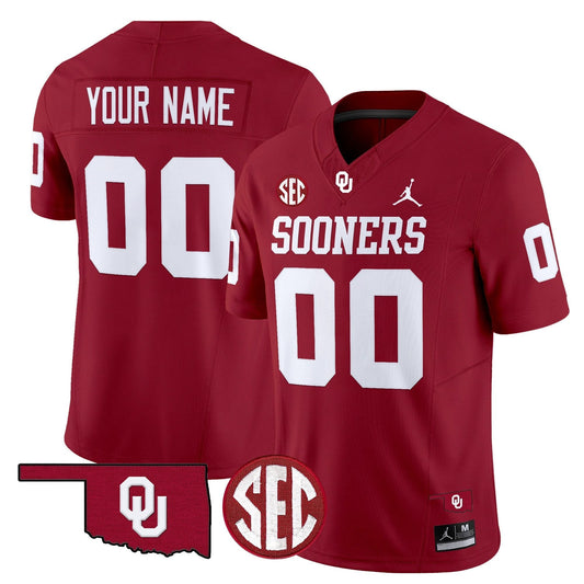 Custom Oklahoma Sooners Jersey Name, Number 2025 Limited Stitched Crimson by My Store NCAA Football Jerseys