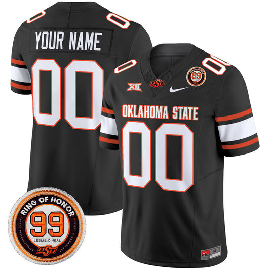 Custom Oklahoma State Cowboys Jersey 2025 Leslie O'neal Patch Stitched Black by NCAA Football Jersey