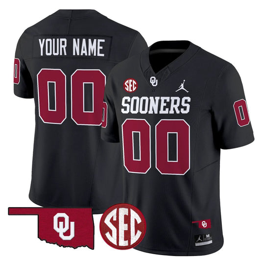 Custom Oklahoma Sooners Jersey Name, Number 2025 Limited Stitched Black by My Store NCAA Football Jerseys