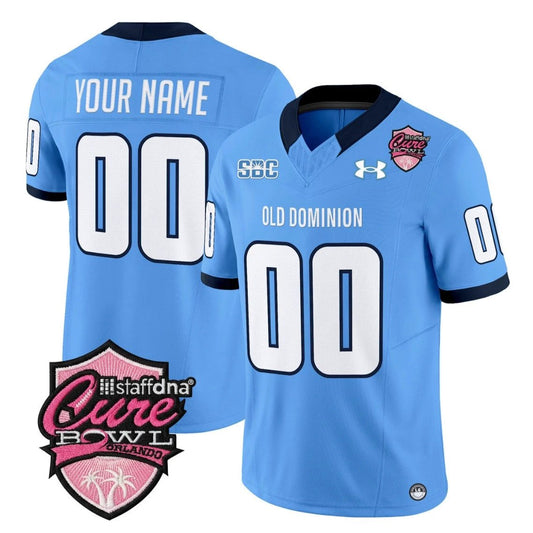 Custom Old Dominion Monarchs Jersey 2025 Cure Bowl Limited Stitched Blue by NCAA Football Jersey