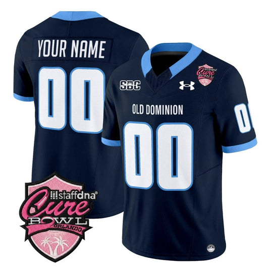 Custom Old Dominion Monarchs Jersey 2025 Cure Bowl Limited Stitched Navy by NCAA Football Jersey