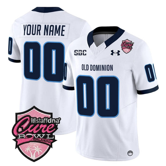 Custom Old Dominion Monarchs Jersey 2025 Cure Bowl Limited Stitched White by NCAA Football Jersey