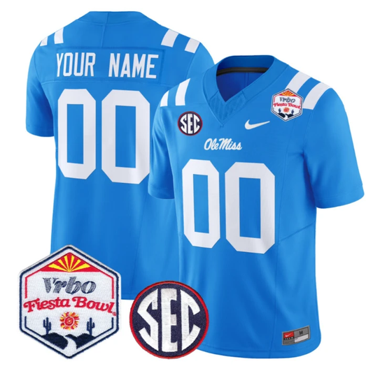 Custom Ole Miss Rebels Jersey 2026 Fiesta Bow Patch Vapor Stitched Blue by NCAA Football Jersey
