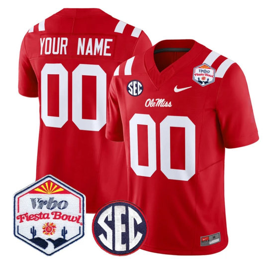 Custom Ole Miss Rebels Jersey 2026 Fiesta Bow Patch Vapor Stitched Red by NCAA Football Jersey