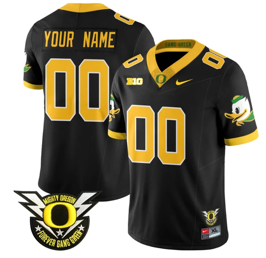 Custom Oregon Duck Jersey Name, Number Forever Gang Green Football Black by My Store