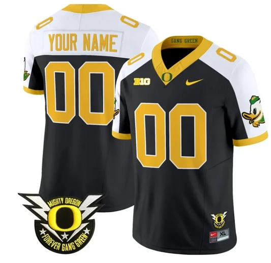 Custom Oregon Duck Jersey Name, Number Forever Gang Green Football Black Alternate by My Store