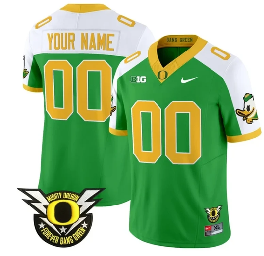 Custom Oregon Duck Jersey Name, Number Forever Gang Green Football Green Alternate by My Store