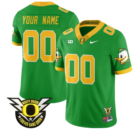 Custom Oregon Duck Jersey Name, Number Forever Gang Green Football Yellow by My Store